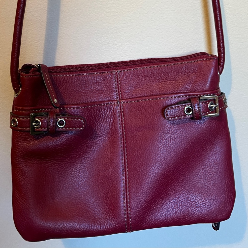 Tignanello Red Leather Crossbody Bag